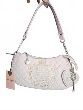 Juicy Couture Lilac Mist Quilted Shoulder Bag Crown Key Charm Y2K Style